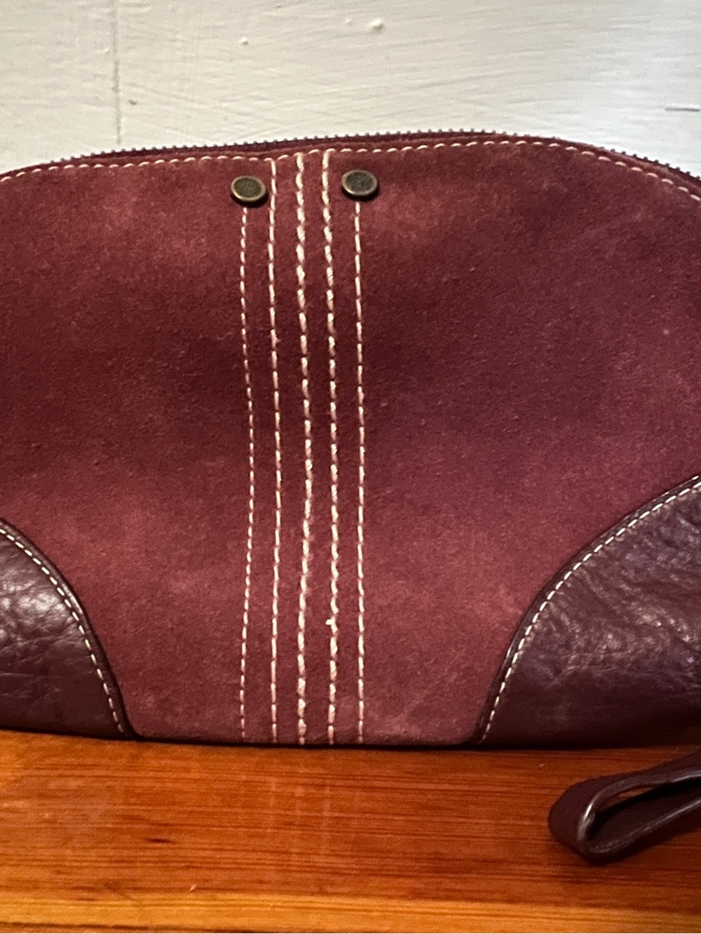 Cole Haan Burgundy Suede and Leather Wristlet